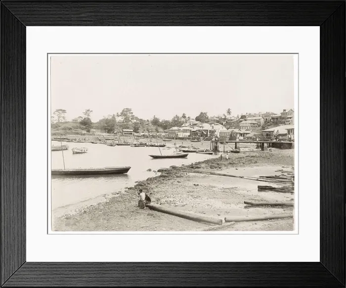 Framed Print : Alphonso Lisk-Carew studio: c.1910 West Africa Sierra Leone - Susan's Bay Freetown, boats Framed Print : Alphonso Lisk-Carew studio: c.1910 West Africa Sierra Leone - Susan's Bay Freetown, boats