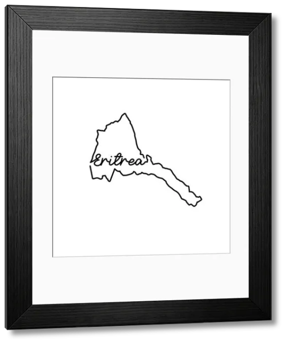 Framed Print : Eritrea outline map with the handwritten country name Framed Print : Eritrea outline map with the handwritten country name