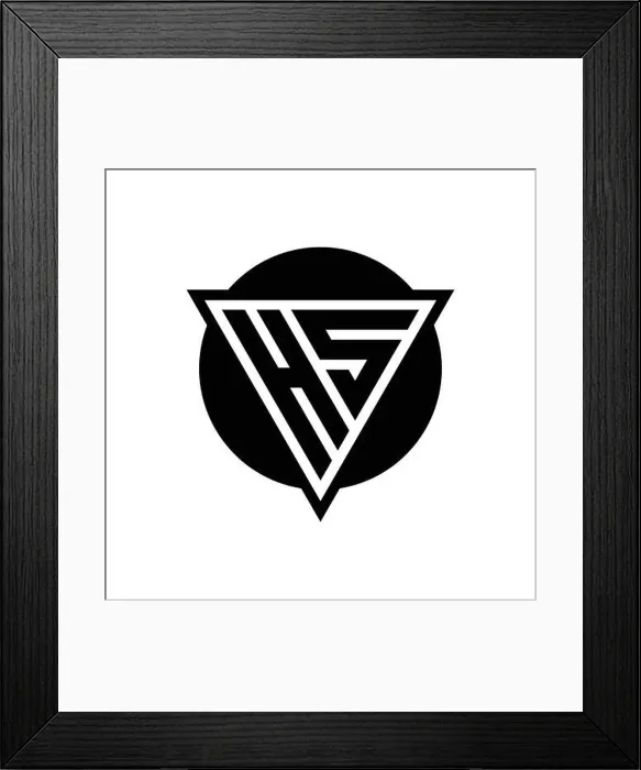 Framed Print : HS logo with negative space triangle and circle shape design template isolated on white background Framed Print : HS logo with negative space triangle and circle shape design template isolated on white background