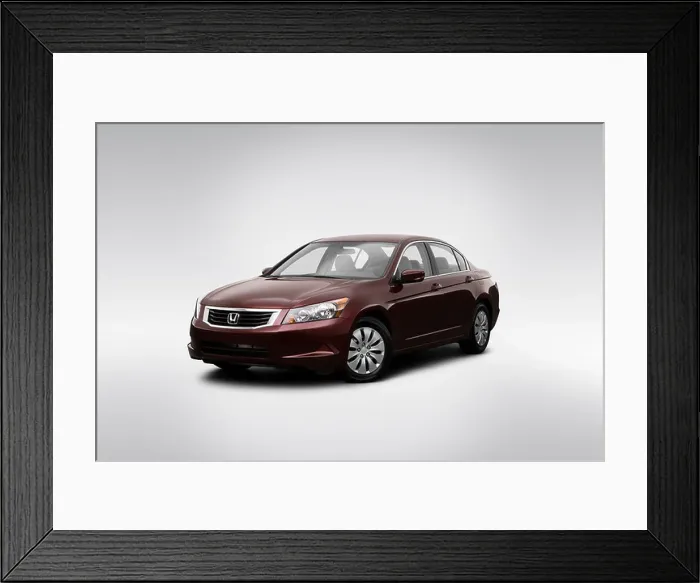 Framed Print : 2009 Honda Accord LX in Red - Front angle view Framed Print : 2009 Honda Accord LX in Red - Front angle view