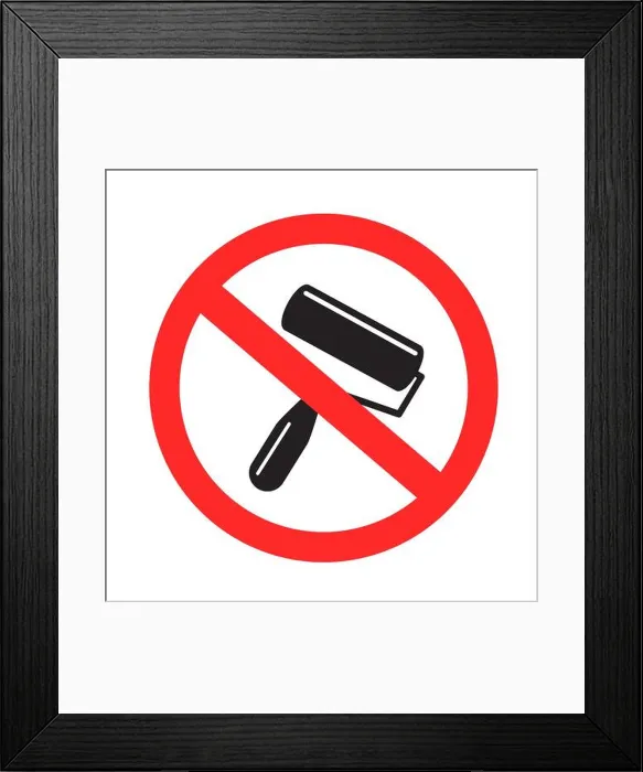 Framed Print : no painting repair sign sticker