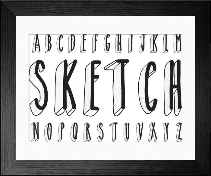 Framed Print : hand drawing vector doodle sketch font design Framed Print : hand drawing vector doodle sketch font design
