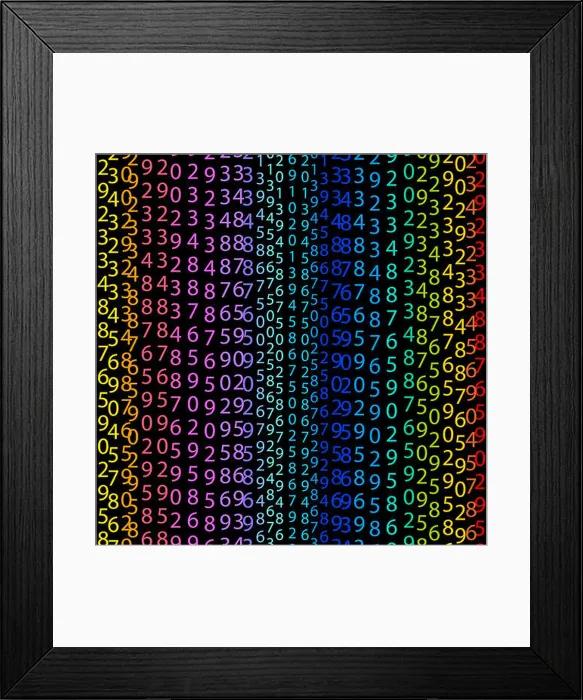 Framed Print : Matrix concept rainbow and black green background with digits on Framed Print : Matrix concept rainbow and black green background with digits on
