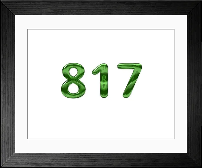 Framed Print : Green Number 817 isolated white background Framed Print : Green Number 817 isolated white background