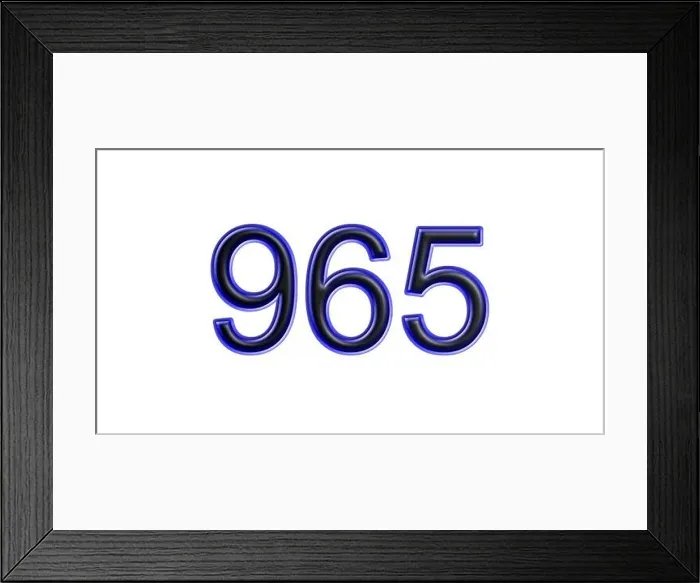 Framed Print : blue 965 number 3d effect white background Framed Print : blue 965 number 3d effect white background