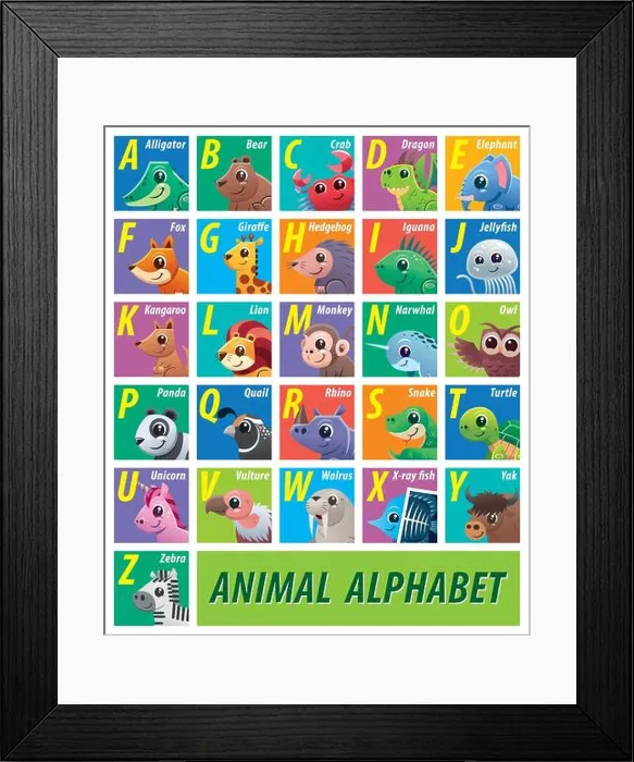 Framed Print : Vector illustration of Animals alphabet for kids. Baby children education. Animal zoo abc alphabet Framed Print : Vector illustration of Animals alphabet for kids. Baby children education. Animal zoo abc alphabet