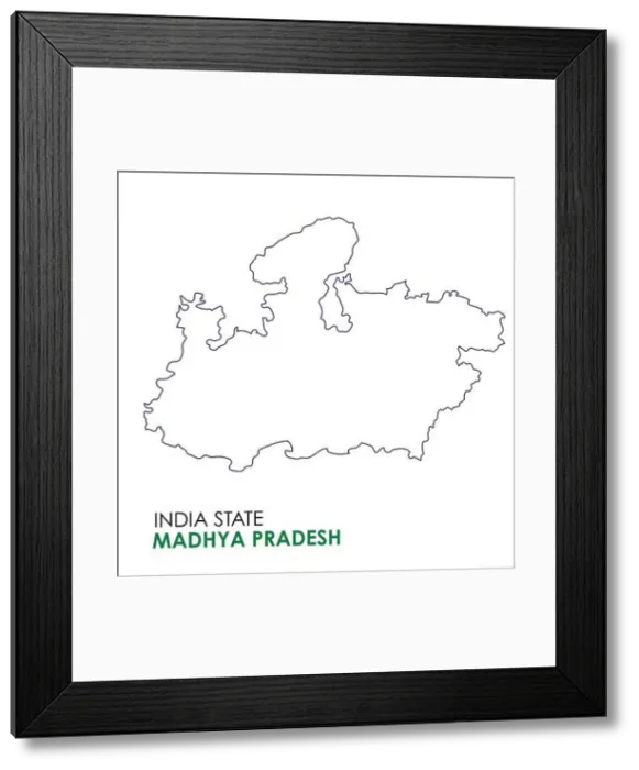 Framed Print : Madhya Pradesh map of Indian state. Madhya Pradesh map vector illustration. White background Framed Print : Madhya Pradesh map of Indian state. Madhya Pradesh map vector illustration. White background