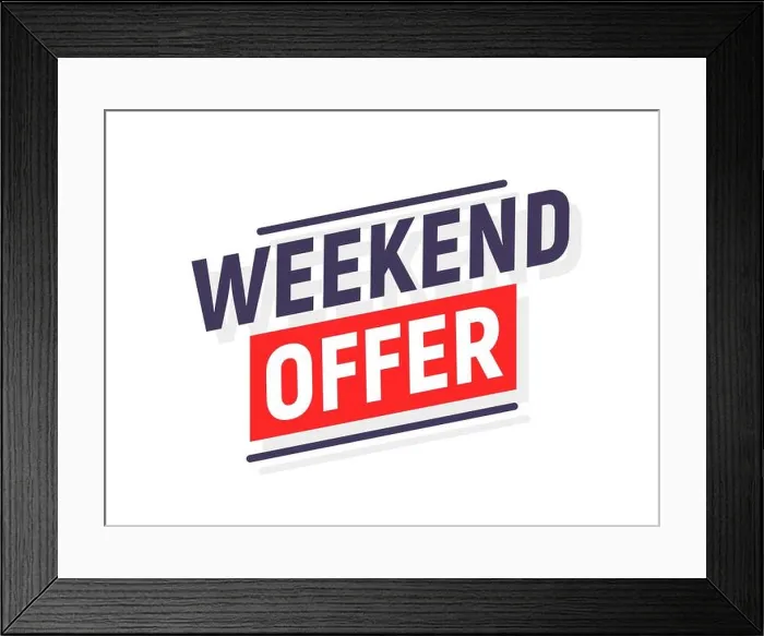 Framed Print : Weekend offer sale background banner promo. Special new promotion weekend sale Framed Print : Weekend offer sale background banner promo. Special new promotion weekend sale