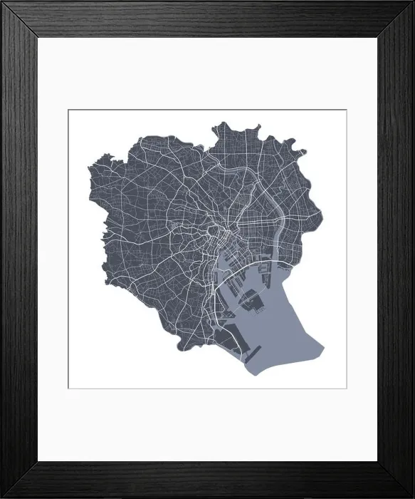 Framed Print : Tokyo map. Detailed vector map of Tokyo city administrative area Framed Print : Tokyo map. Detailed vector map of Tokyo city administrative area