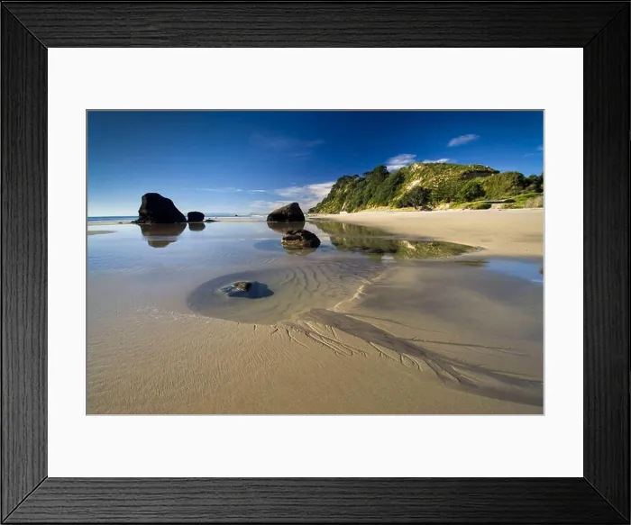 Framed Print : Maketu beach at low tide, Bay of Plenty, New Zealand