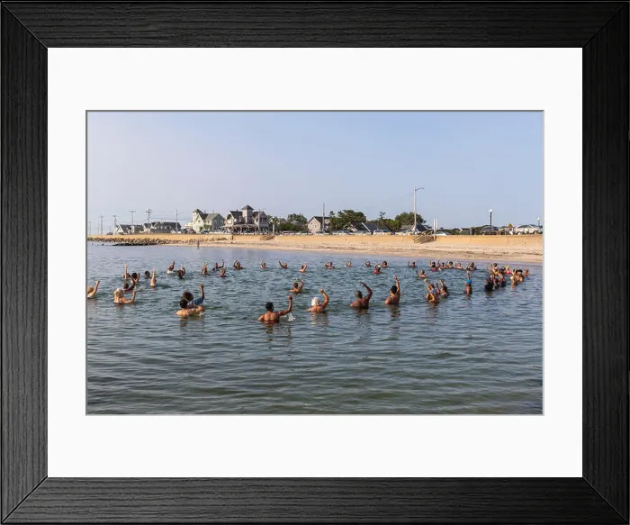 Framed Print : The 'Polar Bears' gather for a morning swim Framed Print : The 'Polar Bears' gather for a morning swim