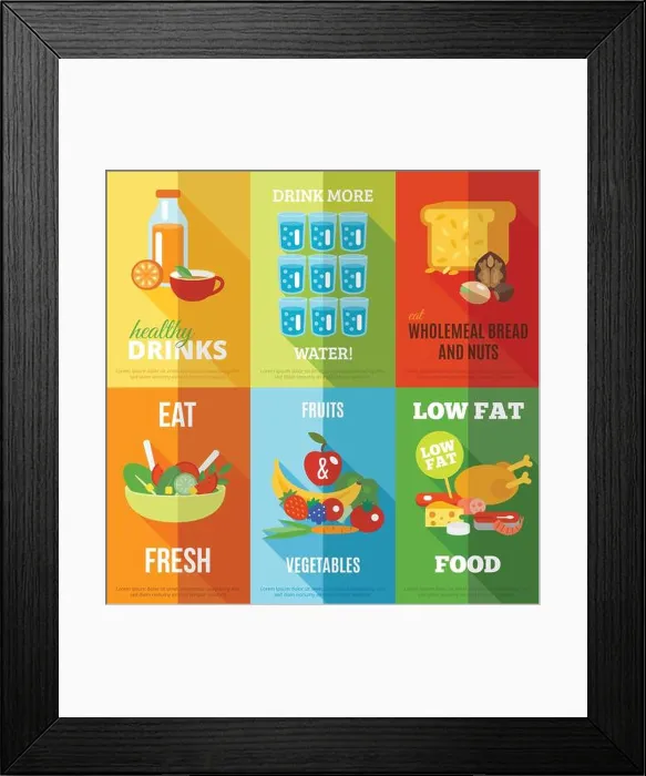 Framed Print : Healthy eating poster set Framed Print : Healthy eating poster set