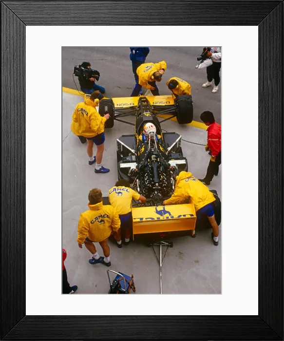 Framed Print : Satoru Nakajima in his Lotus Honda at the Brazilian GP in Rio de Janeiro 1987 Framed Print : Satoru Nakajima in his Lotus Honda at the Brazilian GP in Rio de Janeiro 1987