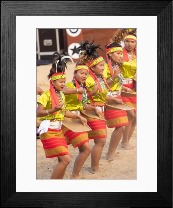 Framed Print : Tribal Folk dance of North East India being performed at Kisama heritage village in Nagaland India on 3 December 2016 Framed Print : Tribal Folk dance of North East India being performed at Kisama heritage village in Nagaland India on 3 December 2016