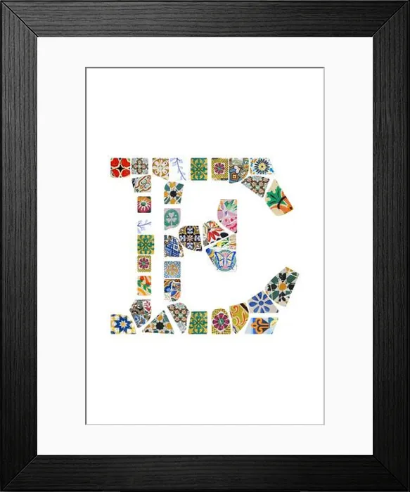 Framed Print : Gaudi mosaic letter Gaudi initial Gaudi custom monogram Barcelona tiles colorful mix alphabet letter Guell Park Framed Print : Gaudi mosaic letter Gaudi initial Gaudi custom monogram Barcelona tiles colorful mix alphabet letter Guell Park