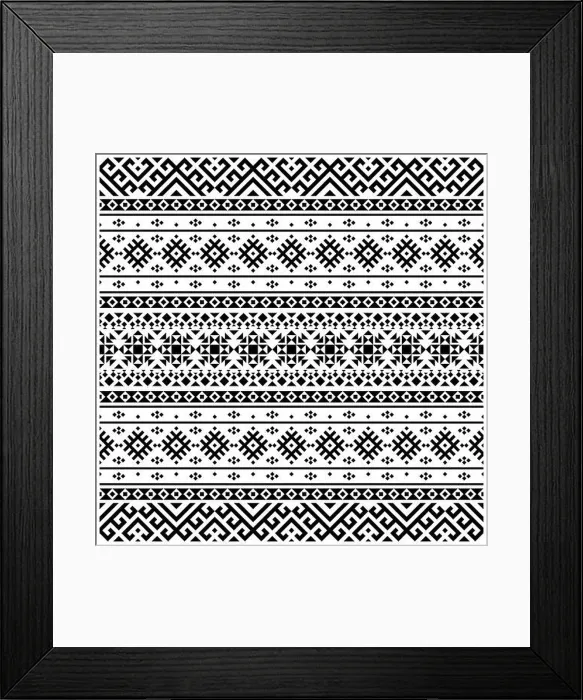 Framed Print : Seamless ethnic pattern. Traditional tribal pattern in black and white color Framed Print : Seamless ethnic pattern. Traditional tribal pattern in black and white color