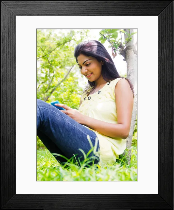 Framed Print : indian Beautiful lady park chatting Phone Framed Print : indian Beautiful lady park chatting Phone