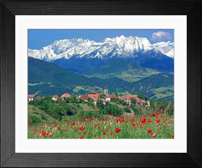 Framed Print : France, Isère Monestier du Percy the village, massif Dévoluy Framed Print : France, Isère Monestier du Percy the village, massif Dévoluy