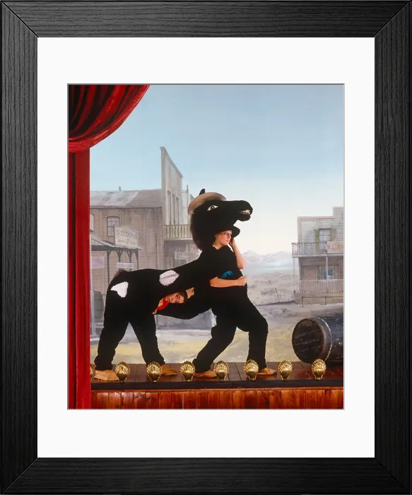 Framed Print : Dawn French and Jennifer Saunders as two halves of a pantomime horse