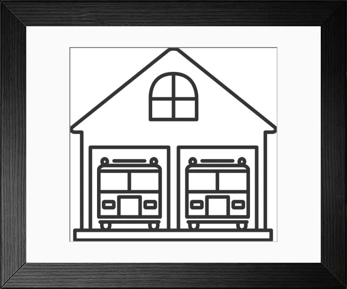 Framed Print : Fire station linear icon. Firehouse Framed Print : Fire station linear icon. Firehouse