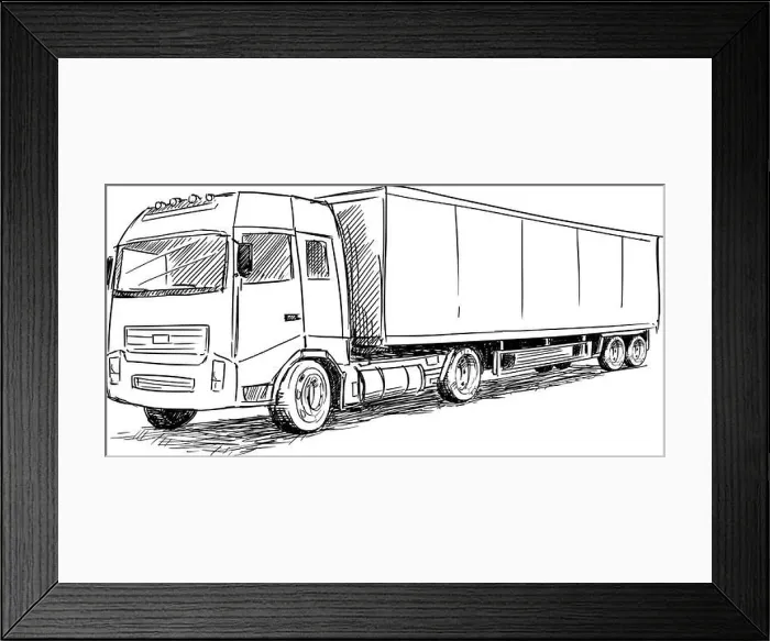 Framed Print : Vector Sketch Drawing Illustration of Truck Framed Print : Vector Sketch Drawing Illustration of Truck