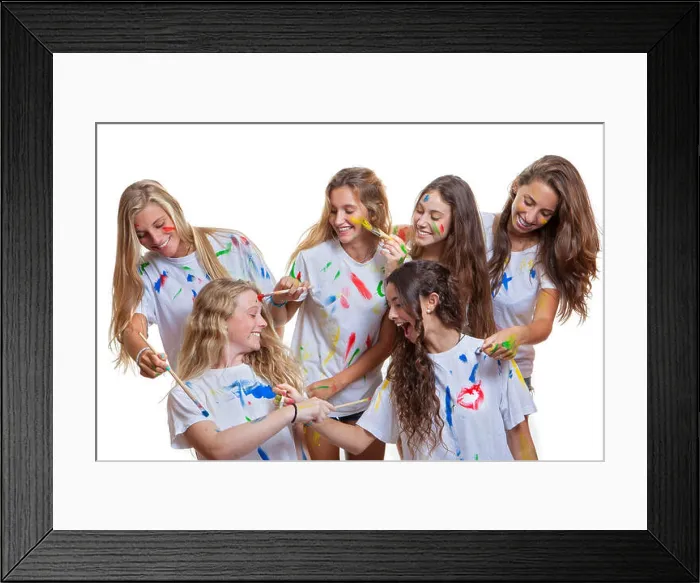 Framed Print : group of kids or teens girls having fun with messy paint Framed Print : group of kids or teens girls having fun with messy paint