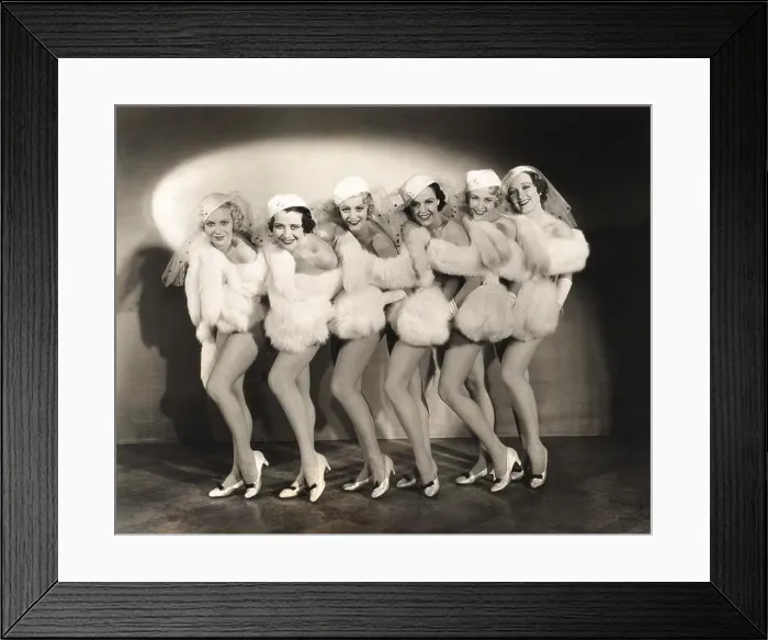 Framed Print : Line of chorus girls in white fur Framed Print : Line of chorus girls in white fur