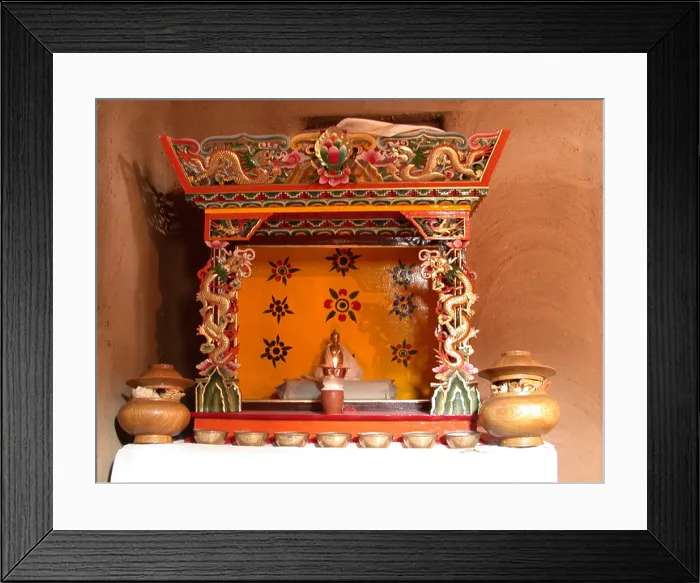 Framed Print : DDR78489 A Buddhist temple in a house Contemporary Sikkim India Framed Print : DDR78489 A Buddhist temple in a house Contemporary Sikkim India