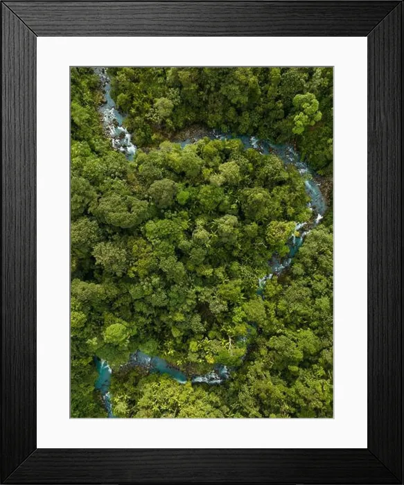Framed Print : Aerial view of the Rio Celeste (sky blue river) Framed Print : Aerial view of the Rio Celeste (sky blue river)