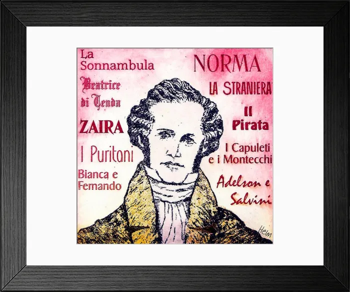 Framed Print : Vincenzo Bellini, portrait, Italian bel canto composer, 1801 - 1836 Framed Print : Vincenzo Bellini, portrait, Italian bel canto composer, 1801 - 1836