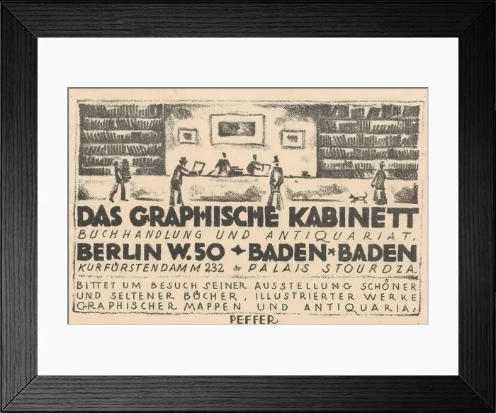 Framed Print : Business card of bookstore and antiquarian bookshop Das Graphische Kabinett of Israel Ber Neumann in Berlin Framed Print : Business card of bookstore and antiquarian bookshop Das Graphische Kabinett of Israel Ber Neumann in Berlin