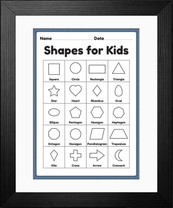 Framed Print : Different shapes for kids kindergarten Framed Print : Different shapes for kids kindergarten