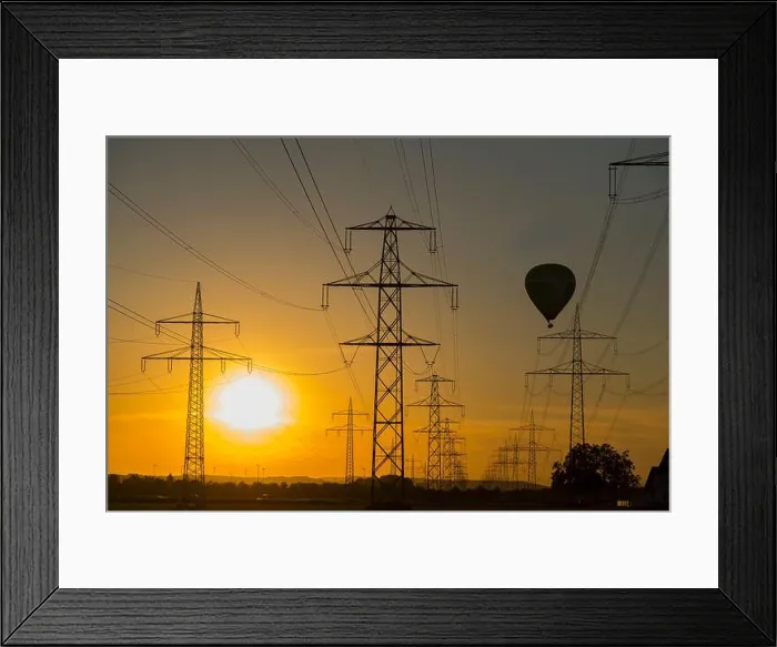 Framed Print : electrical pylons in sunset Framed Print : electrical pylons in sunset