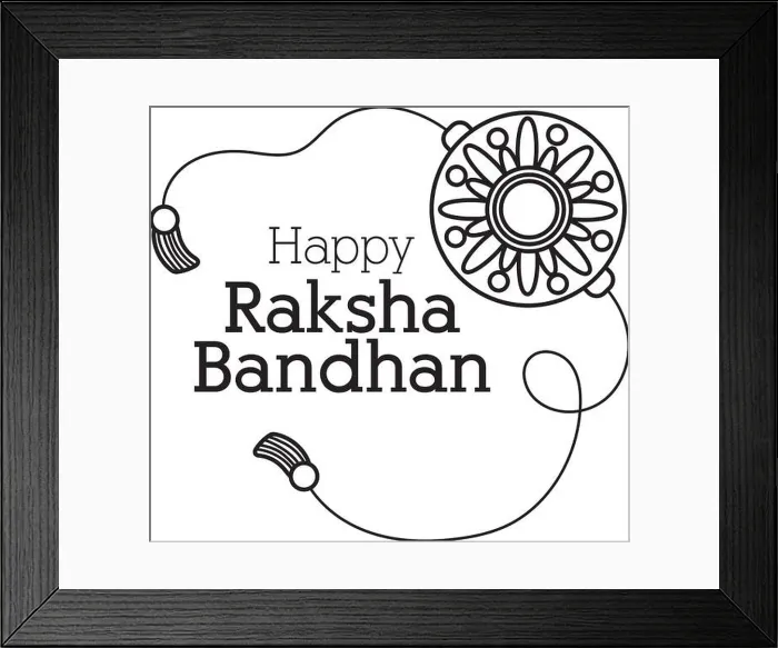 Framed Print : happy raksha bandhan flower wristband accessory line style vector illustration design