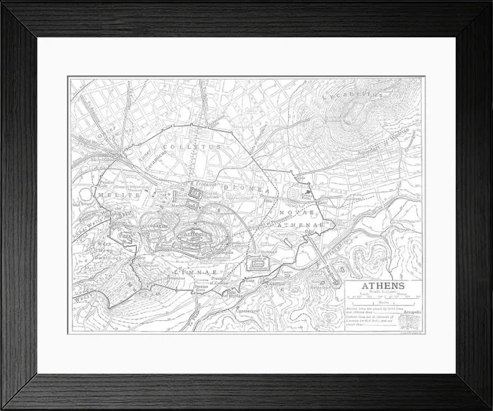 Framed Print : GREECE: Athens city plan, 1910 antique map Framed Print : GREECE: Athens city plan, 1910 antique map