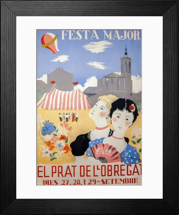 Framed Print : Cartel de Emilio Grau Sala, Festa Major Framed Print : Cartel de Emilio Grau Sala, Festa Major