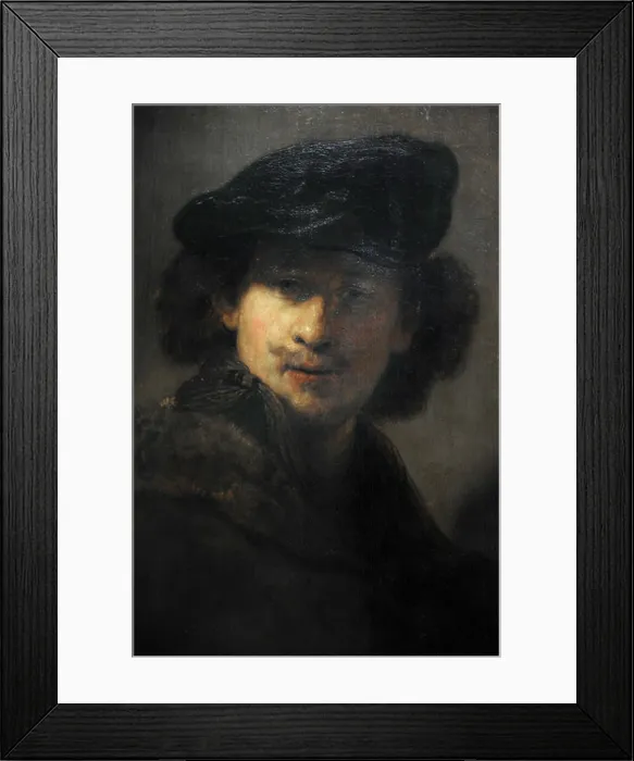 Framed Print : Rembrandt van Rijn (1606-1669). Dutch painter. Self-portrait with Velvet Beret and Furred Mantel, 1634 Framed Print : Rembrandt van Rijn (1606-1669). Dutch painter. Self-portrait with Velvet Beret and Furred Mantel, 1634