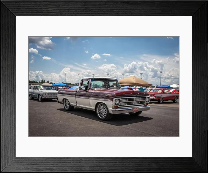 Framed Print : Lebanon, TN - May 14, 2022: 1969 Ford F100 Ranger Pickup Truck at a local car show