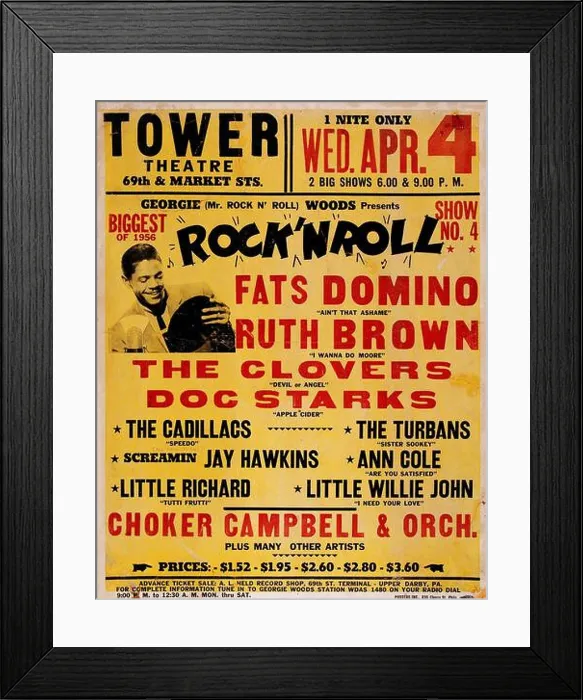Framed Print : 1950s concert poster - Rock and Roll - Fats Domino Framed Print : 1950s concert poster - Rock and Roll - Fats Domino