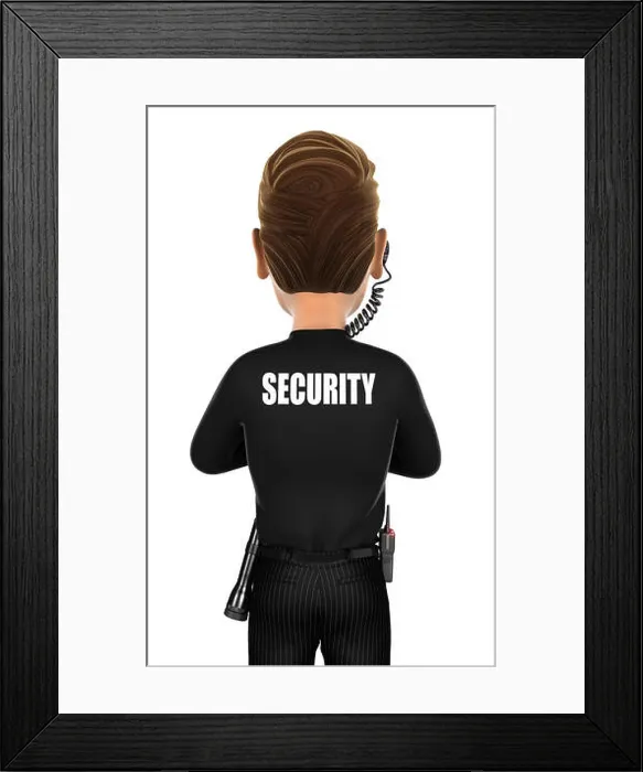 Framed Print : 3d security agent back, illustration with isolated white background Framed Print : 3d security agent back, illustration with isolated white background