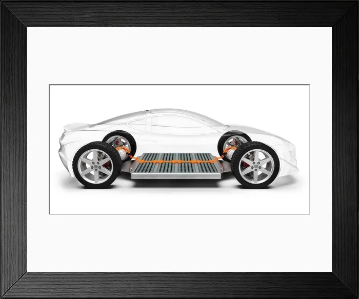 Framed Print : Modern electric car with battery, x-ray vehicle chassis, 3D rendering Framed Print : Modern electric car with battery, x-ray vehicle chassis, 3D rendering