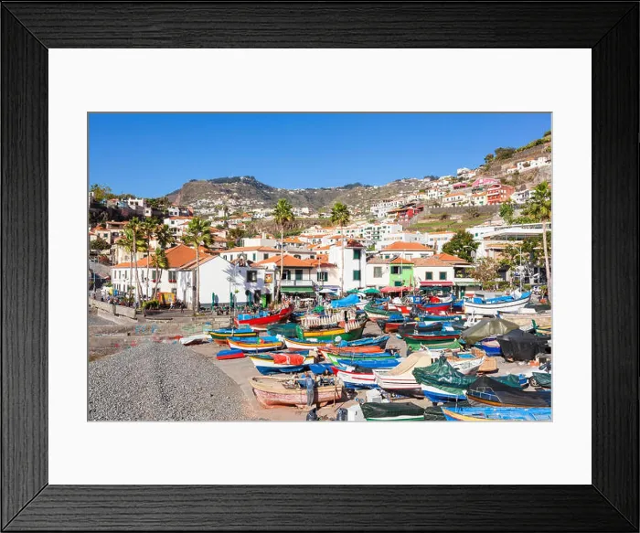 Framed Print : camara de lobos madeira camara de lobos fishing village Traditional decorated fishing boats Camara de Lobos harbour Framed Print : camara de lobos madeira camara de lobos fishing village Traditional decorated fishing boats Camara de Lobos harbour