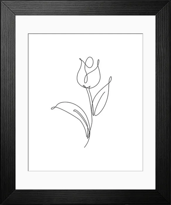 Framed Print : One single line drawing beauty fresh tulip flower vector illustration Framed Print : One single line drawing beauty fresh tulip flower vector illustration