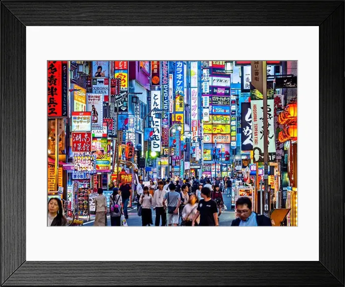 Framed Print : Tokyo Shinjuku Neon Lights Kabukicho Signs Tokyo Japan Night