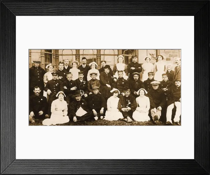 Framed Print : WWI - Wounded Belgian soldiers being nursed to health in Whitby
