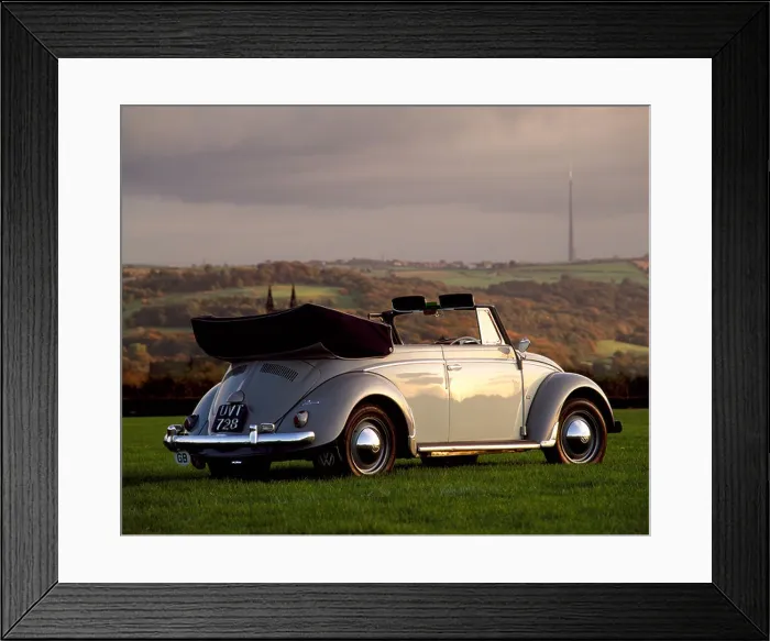 Framed Print : 1954 Volkswagen Beetle Cabriolet in countryside Framed Print : 1954 Volkswagen Beetle Cabriolet in countryside