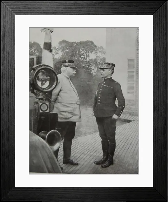 Framed Print : French Generals Joffre (left) and Foch (right) meet before the Battle of Flanders. November1914 Framed Print : French Generals Joffre (left) and Foch (right) meet before the Battle of Flanders. November1914
