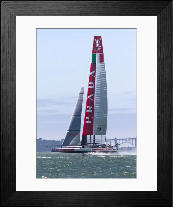 Framed Print : The Luna Rossa Challenge Catamaran races on San Francisco Bay during the 2013 Americas Cup competition Framed Print : The Luna Rossa Challenge Catamaran races on San Francisco Bay during the 2013 Americas Cup competition