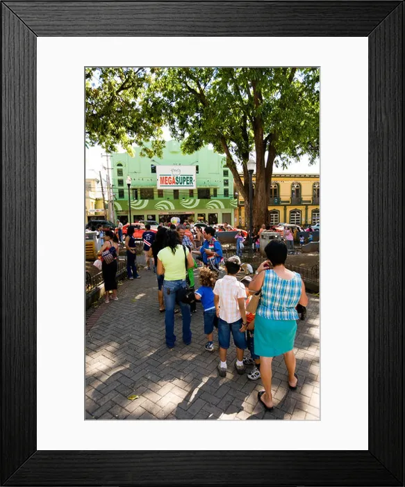 Framed Print : Costa Rica Alajuela Parque Central crowd around itinerant photographer Framed Print : Costa Rica Alajuela Parque Central crowd around itinerant photographer