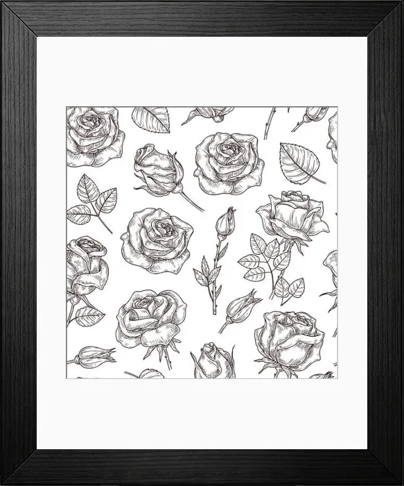 Framed Print : Roses seamless pattern. Rose print Framed Print : Roses seamless pattern. Rose print
